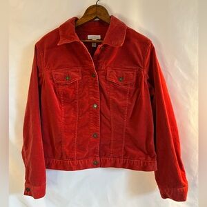 Charter Club burnt orange cropped boxy fit button up collared corduroy jacket M